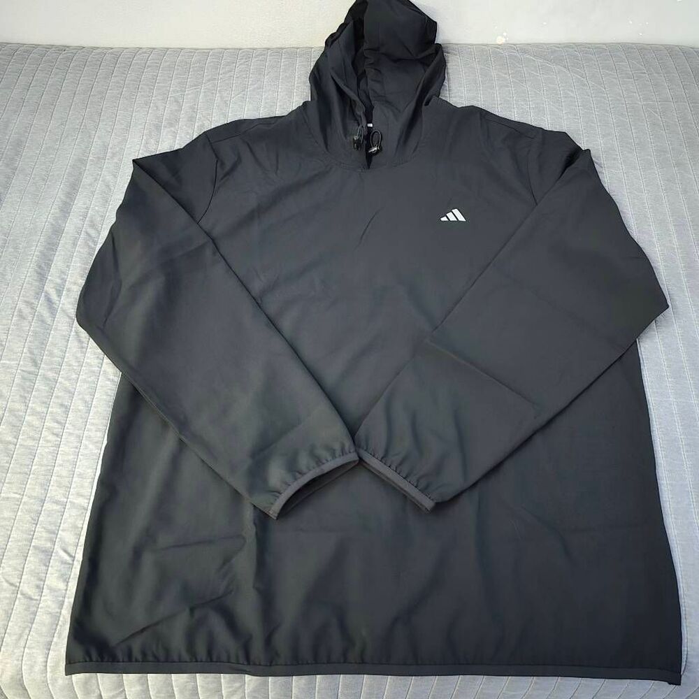 Adidas Mens XL Black Lightweight Training Hoodie Pullover Sweatshirt 03026